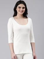 Faso Women's Cotton Blended 3/4 Sleeve Top