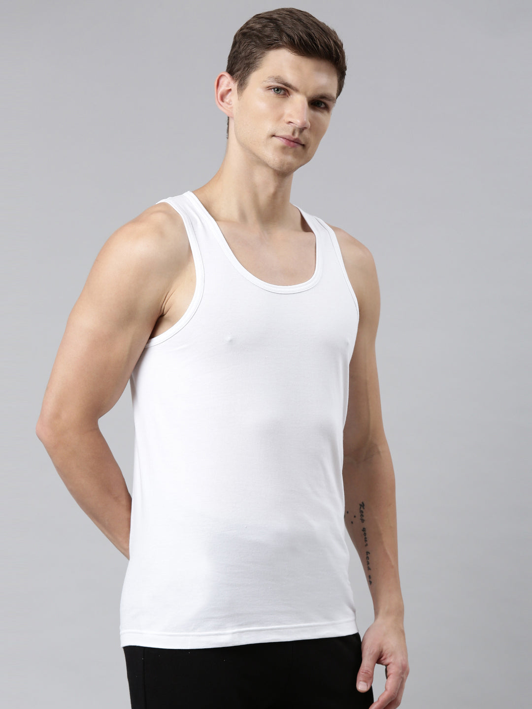 FASO Men’s White Cotton Vest (Pack of 3)