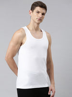 FASO Men’s White Cotton Vest (Pack of 3)