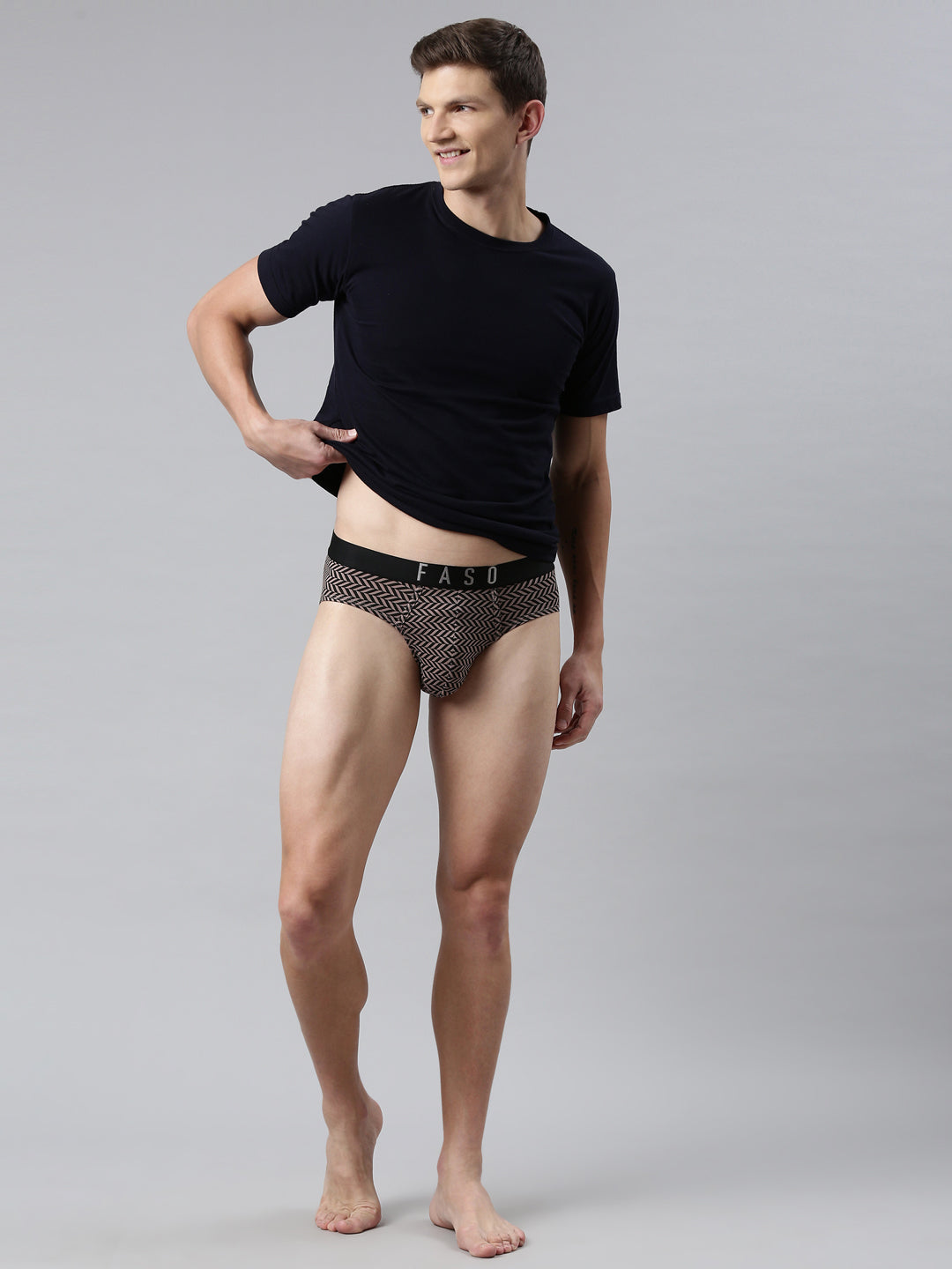 Faso Men's Printed Cotton Stretchable Brief