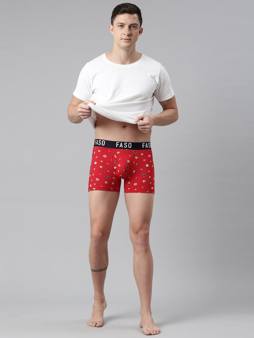 Faso Men's Cotton Printed Trunk