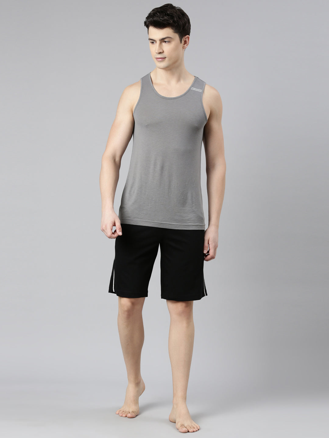 Faso Men's Cotton Side Seam Piping Bermuda Shorts