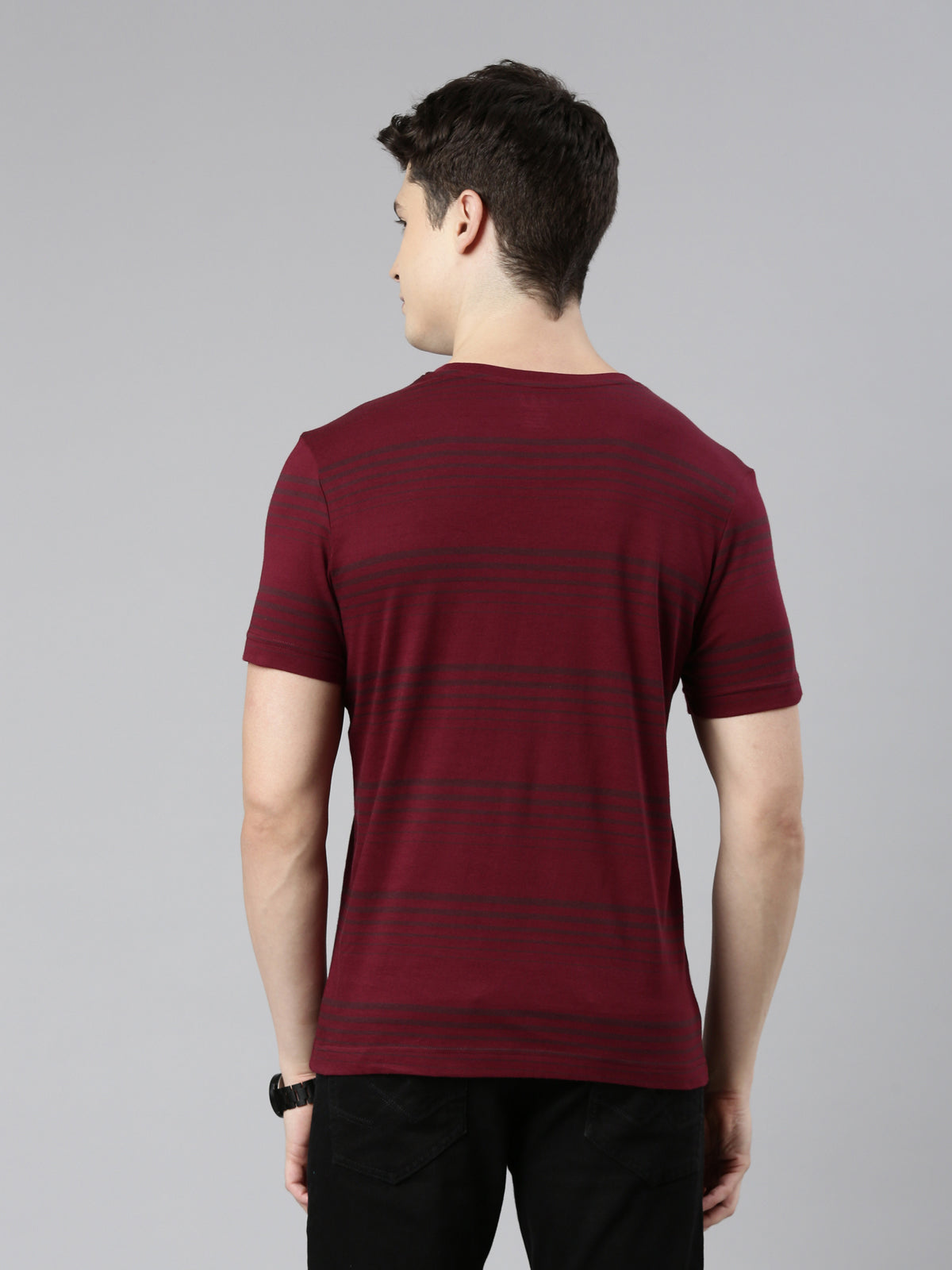 FASO Men’s Gradient Stripes Yarn Dyed Cotton T-Shirt