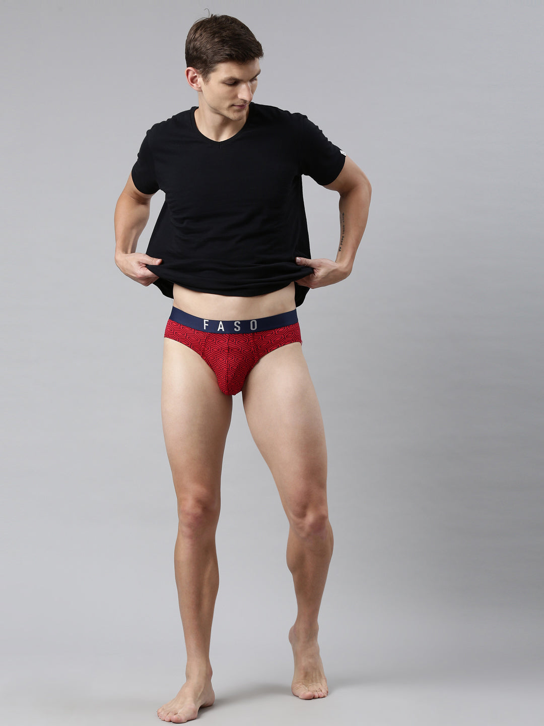 Faso Men's Printed Cotton Stretchable Brief