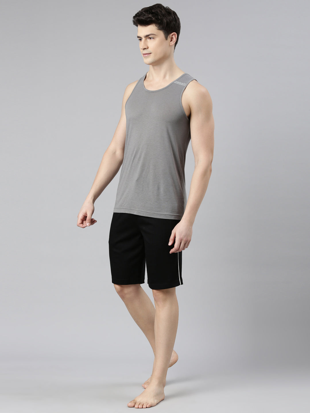 Faso Men's Cotton Side Seam Piping Bermuda Shorts