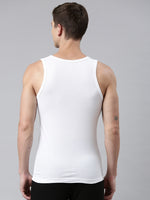 Faso Men's White Design Cotton Vest (Pack of 2)