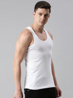 Faso Men's White Cotton Comfort Vest (Pack of 2)
