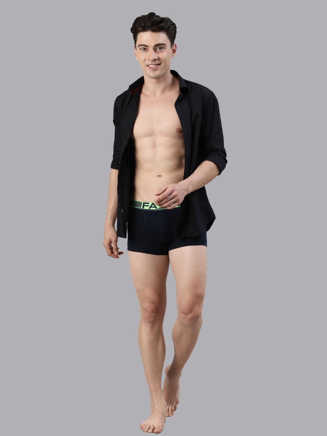 Faso Men's Cotton Neon Outer Elastic Trunk (Pack of 2)