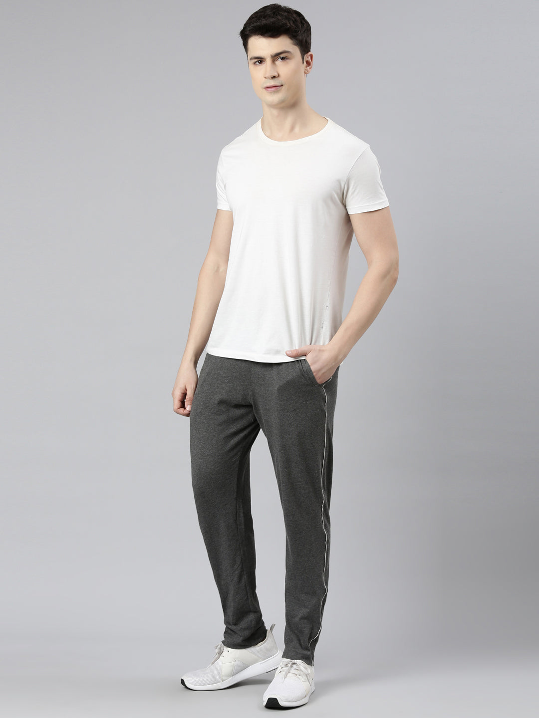 Faso Men's Cotton Side Seam Piping Track Pant