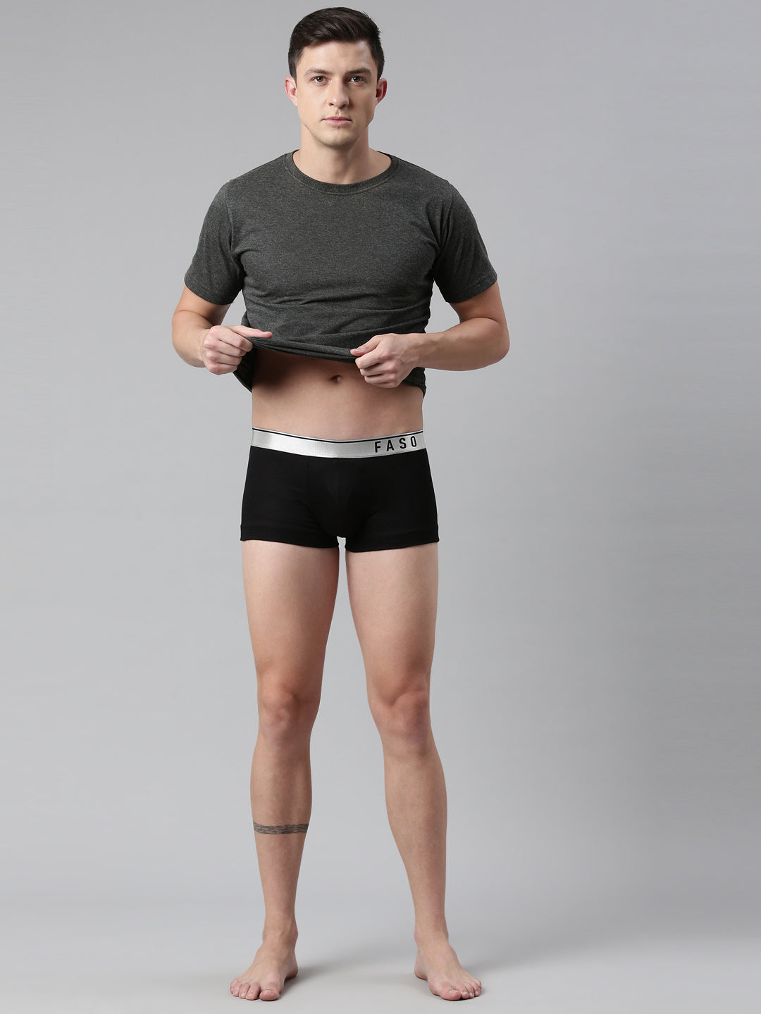 Faso Men's Cotton Modal Metalic Outer Elastic Trunk