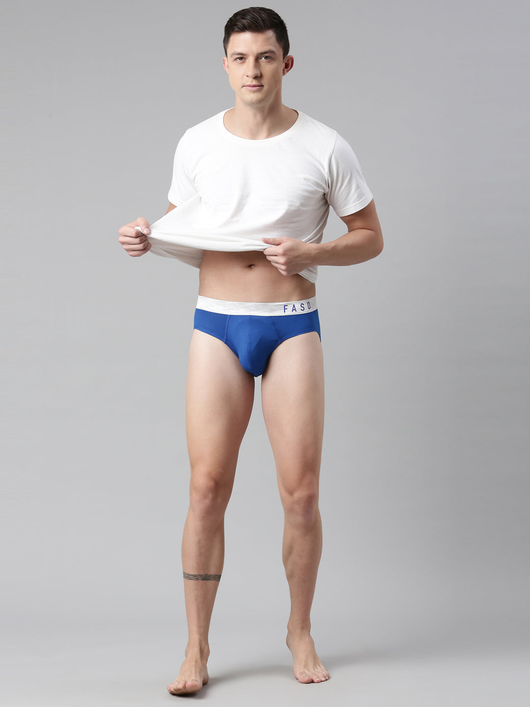 Faso Men's Cotton Metallic Elastic Brief