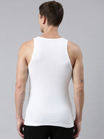 FASO Men's White Cotton Rib Vest (Pack of 2)