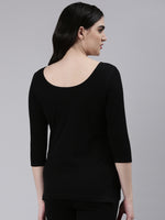 Faso Women's Cotton Blended 3/4 Sleeve Top