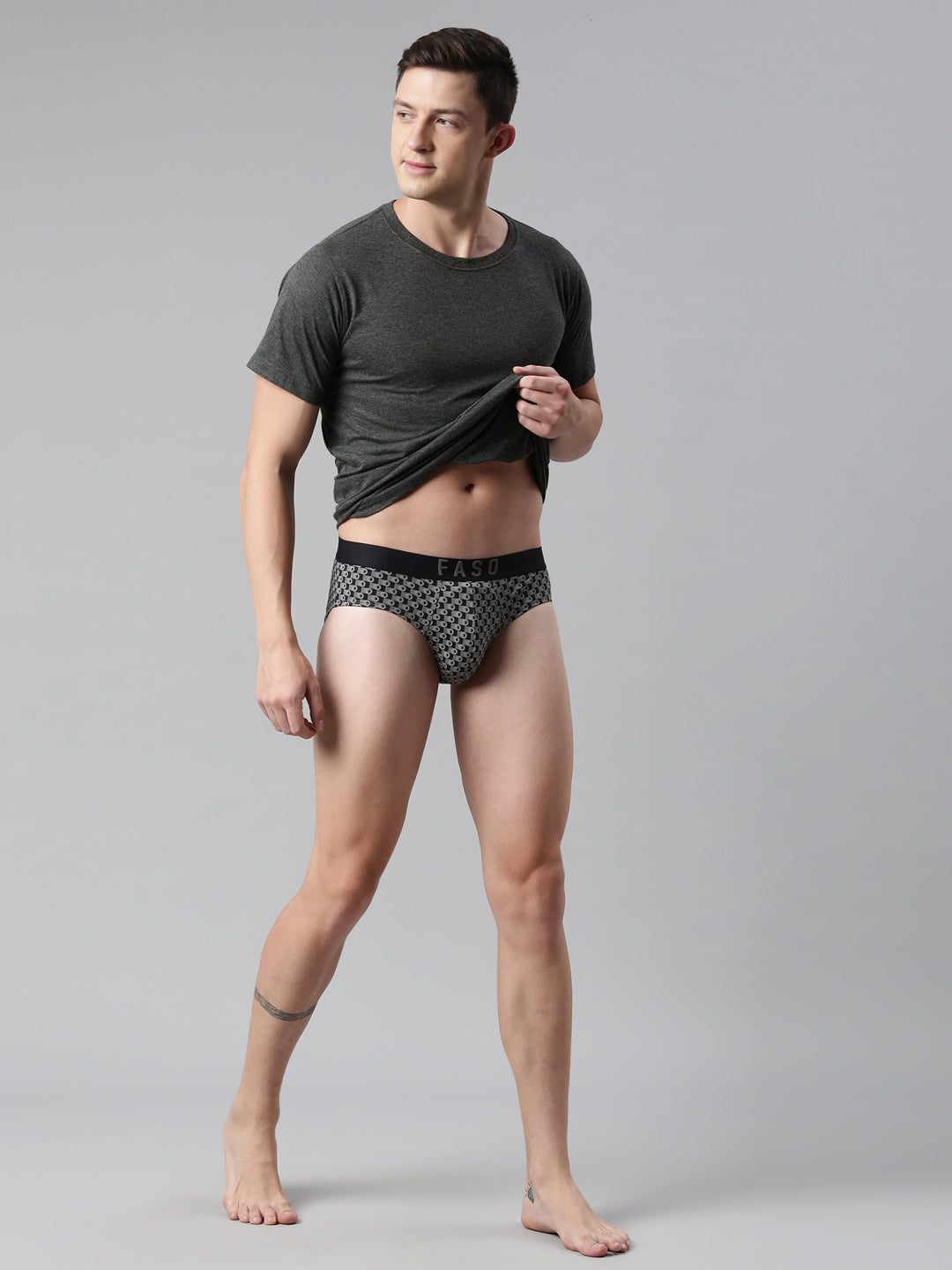 Faso Men's Cotton Outer Elastic All Over Print Brief