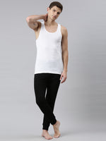 FASO Men's White Cotton Rib Vest (Pack of 2)