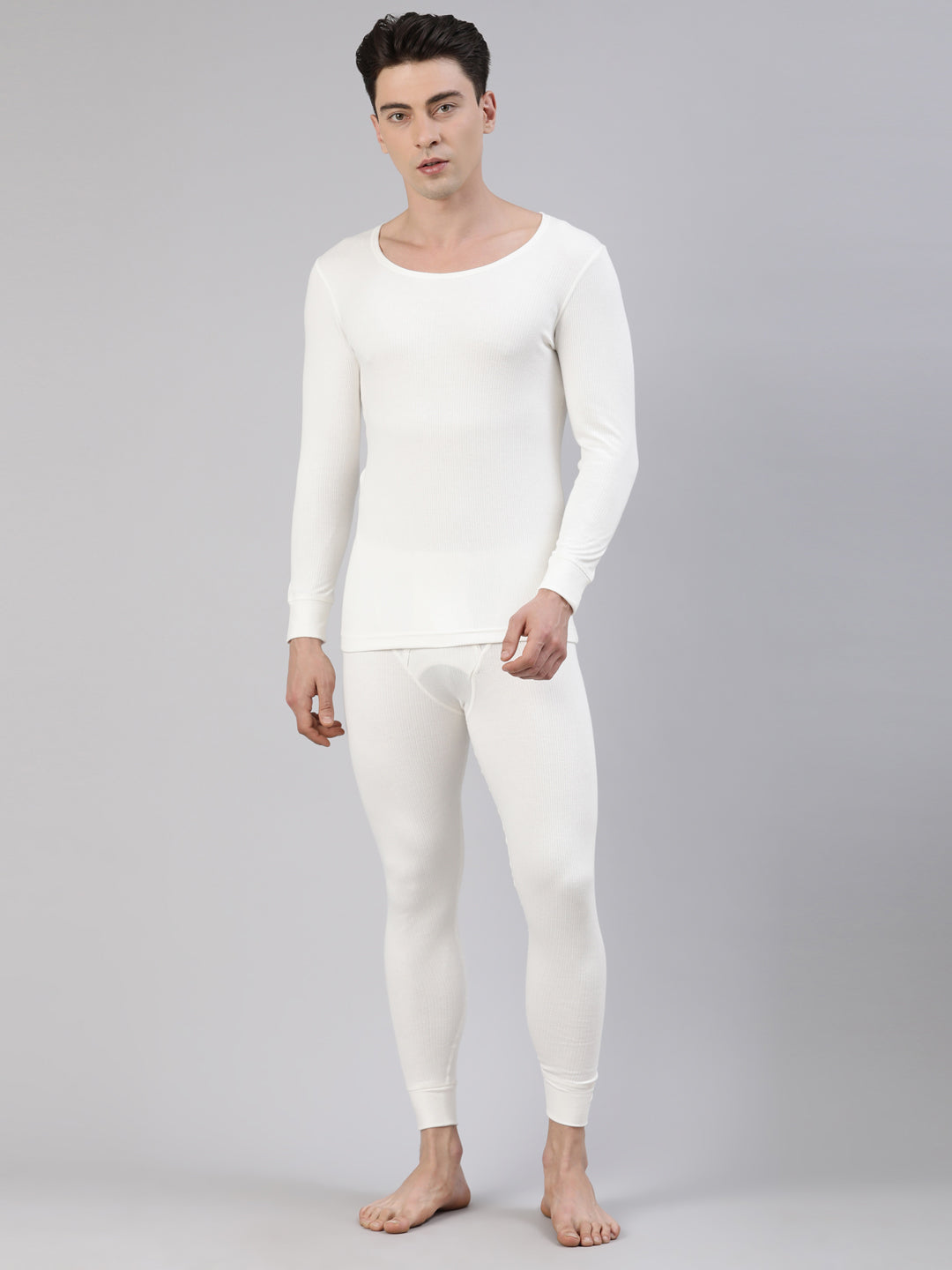 Faso Men's Round Neck Full Sleeve With Rib Thermal T-Shirt