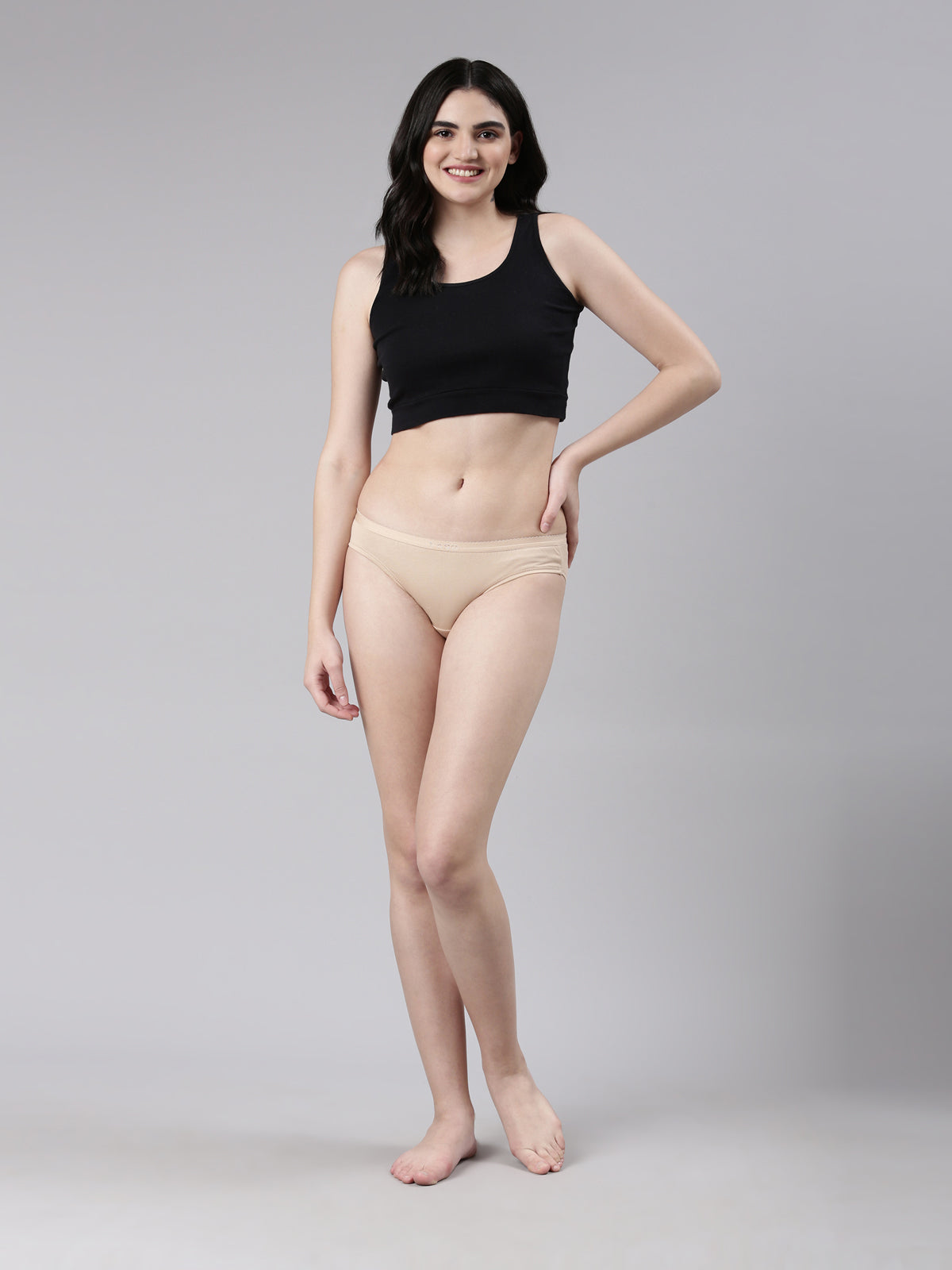 Faso Women's Cotton Outer Elastic Bikini (Pack of 3)