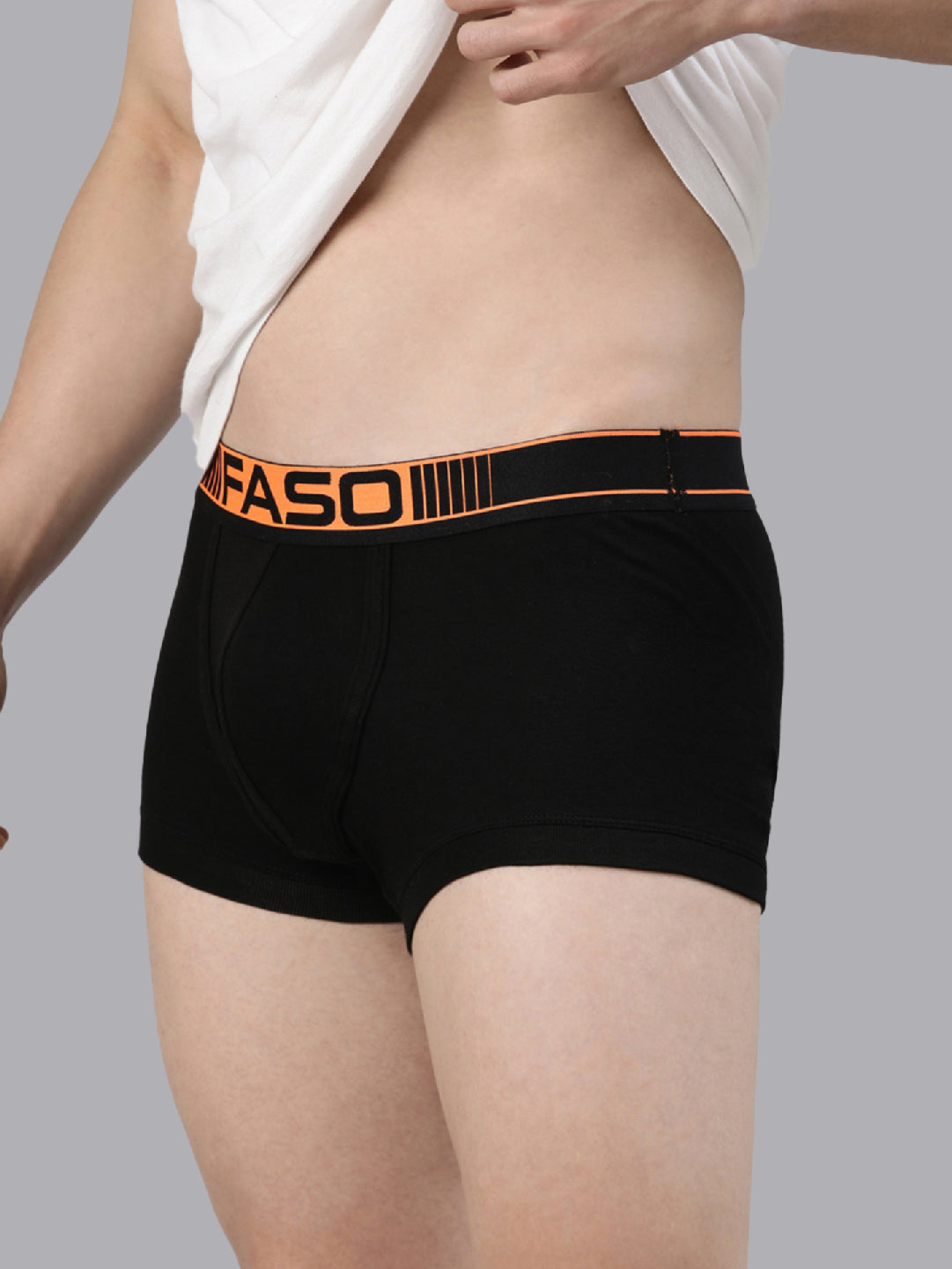 Faso Men's Cotton Neon Outer Elastic Trunk (Pack of 2)