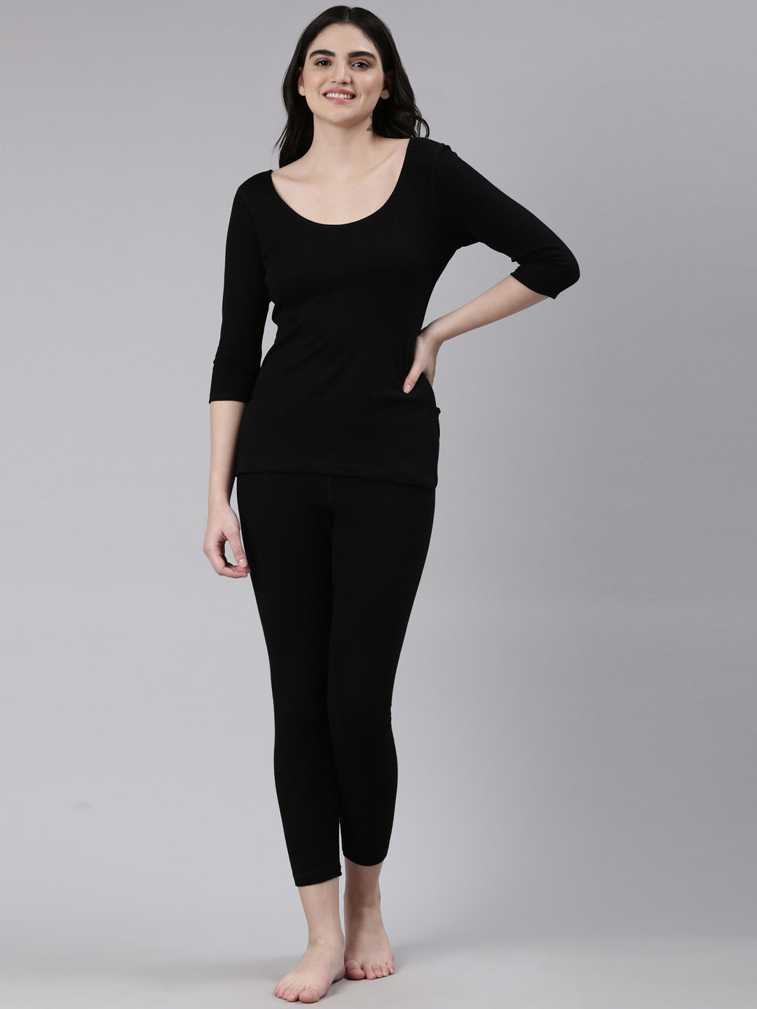 Faso Women's Cotton Blended 3/4 Sleeve Top