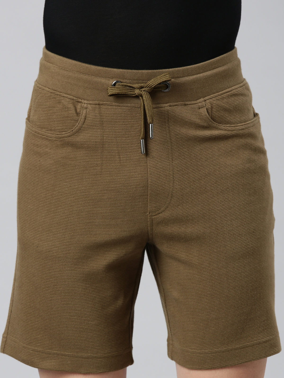 FASO Men’s Cotton Track Shorts with Denim Pocket