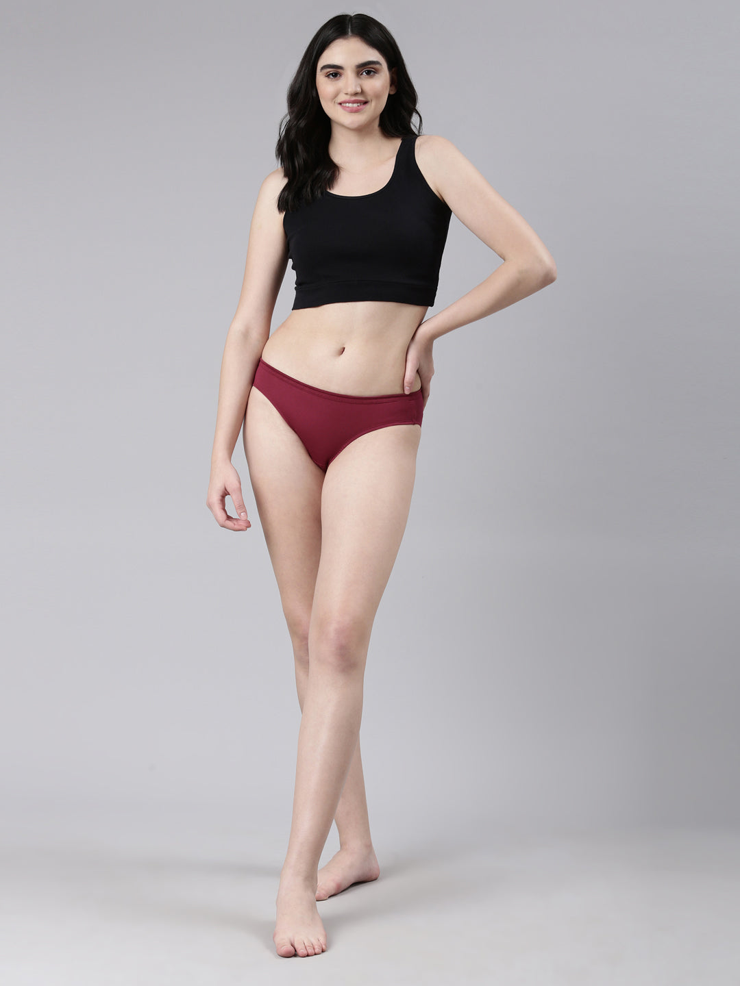 Faso Women's Cotton Inner Elastic Bikini (Pack of 2)