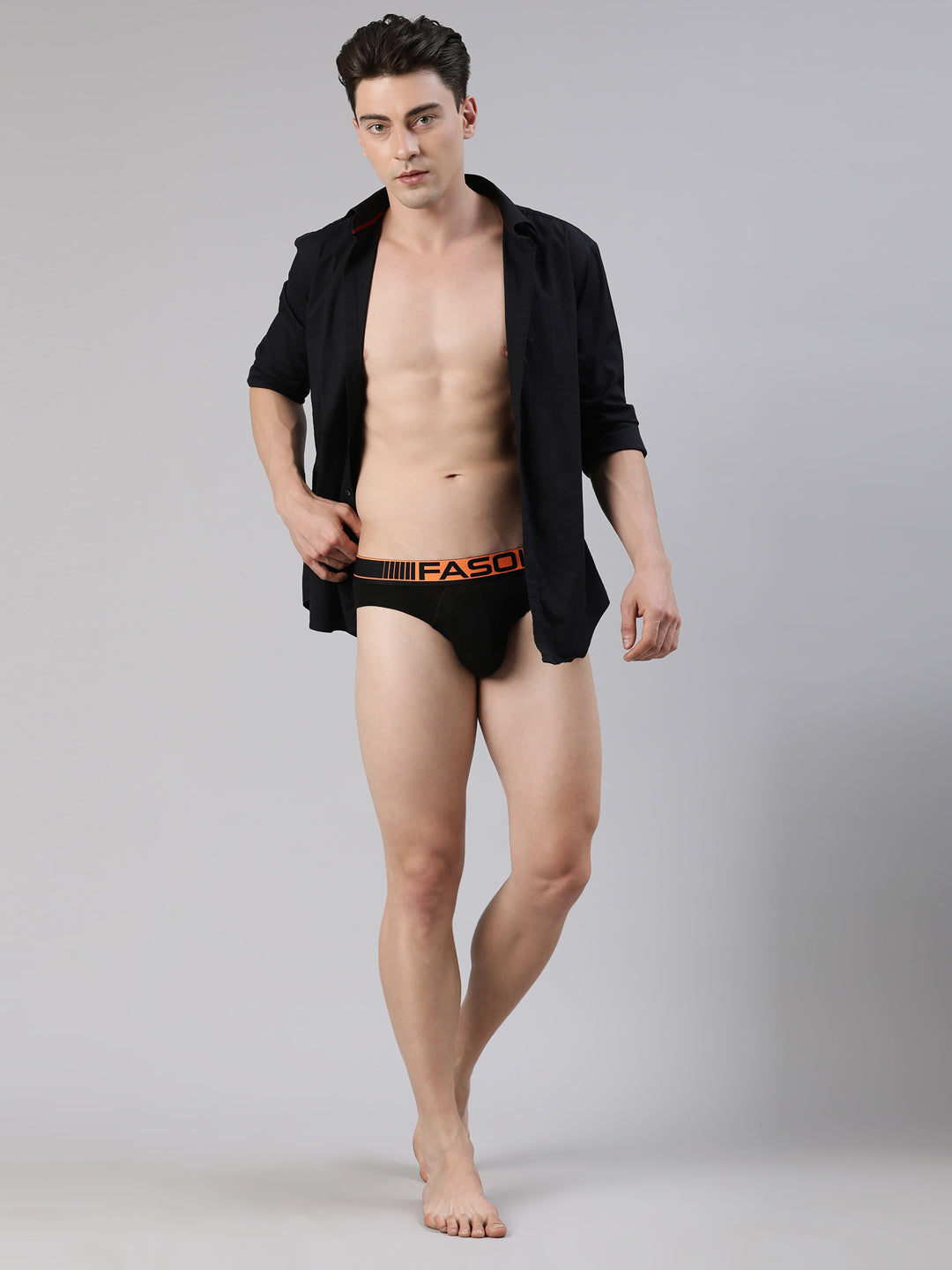 Faso Men's Cotton Neon Outer Elastic Brief (Pack of 2)