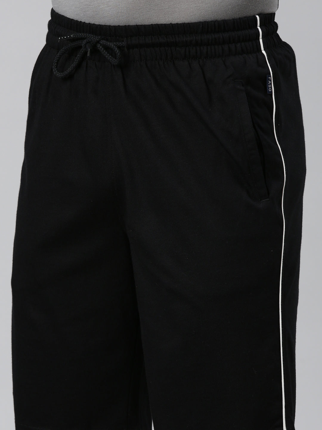 Faso Men's Cotton Side Seam Piping Bermuda Shorts