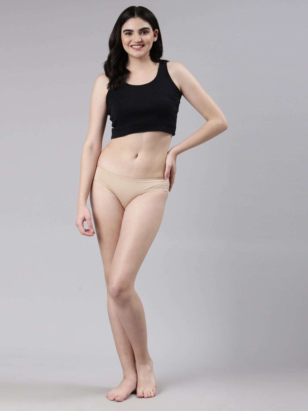 Faso Women's Cotton Inner Elastic Bikini (Pack of 2)