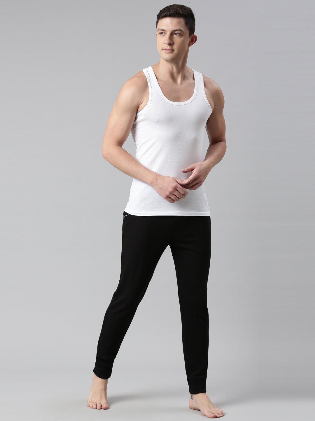 Faso Men's White Cotton Comfort Vest (Pack of 2)