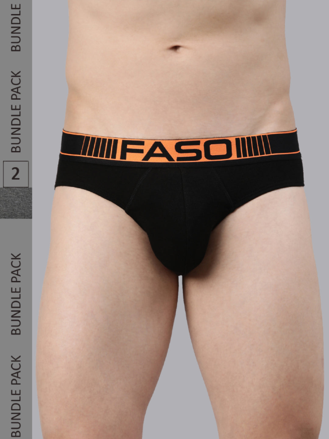 Faso Men's Cotton Neon Outer Elastic Brief (Pack of 2)