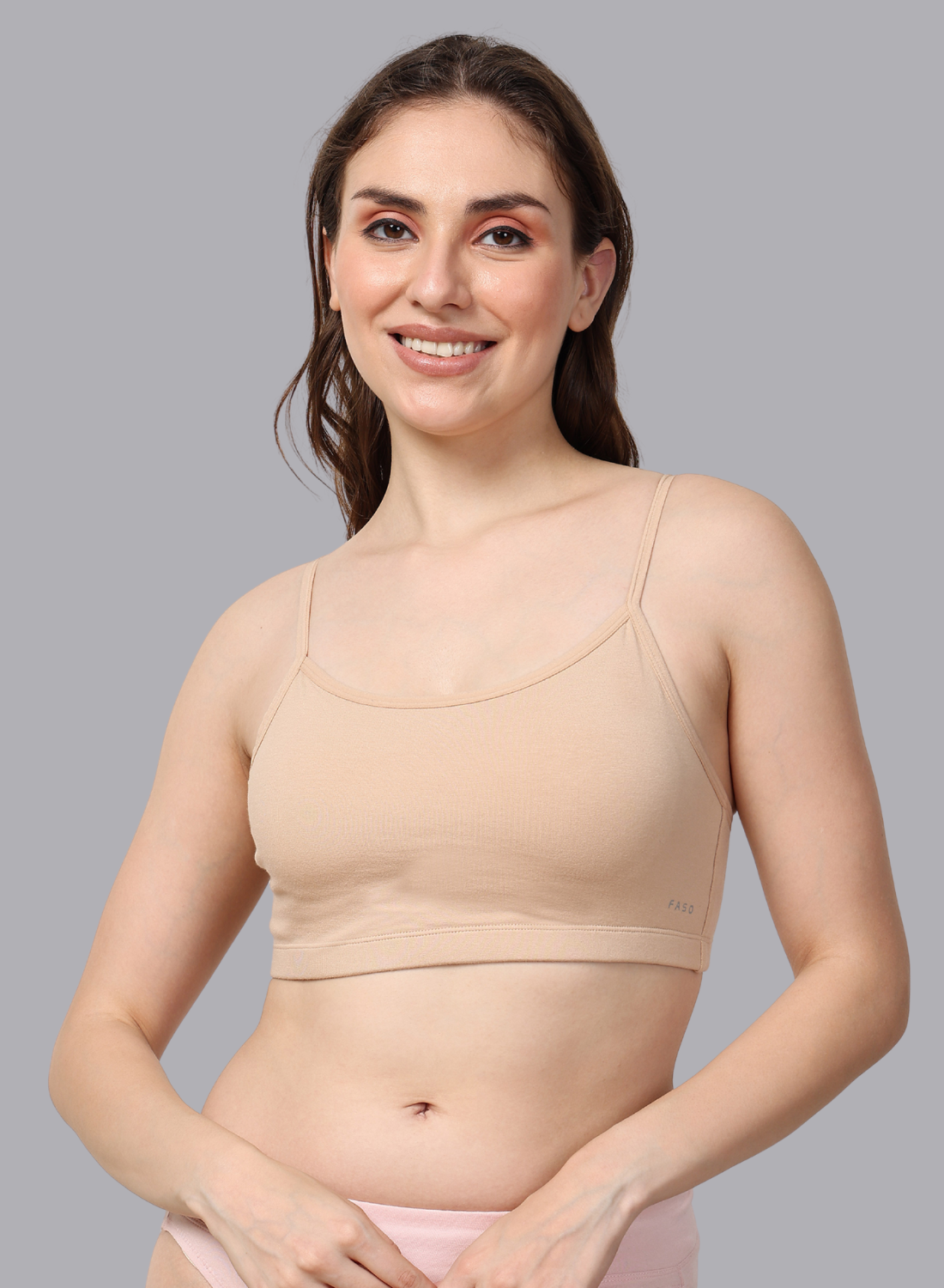 Faso Women's Cotton Beginners Bra with Strap