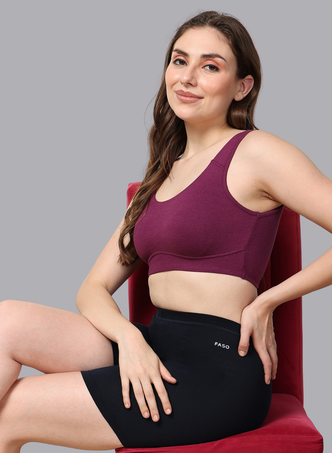 Faso Women's Cotton Moulded Sports Bra