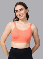Faso Women's Cotton Sports Bra With Strap