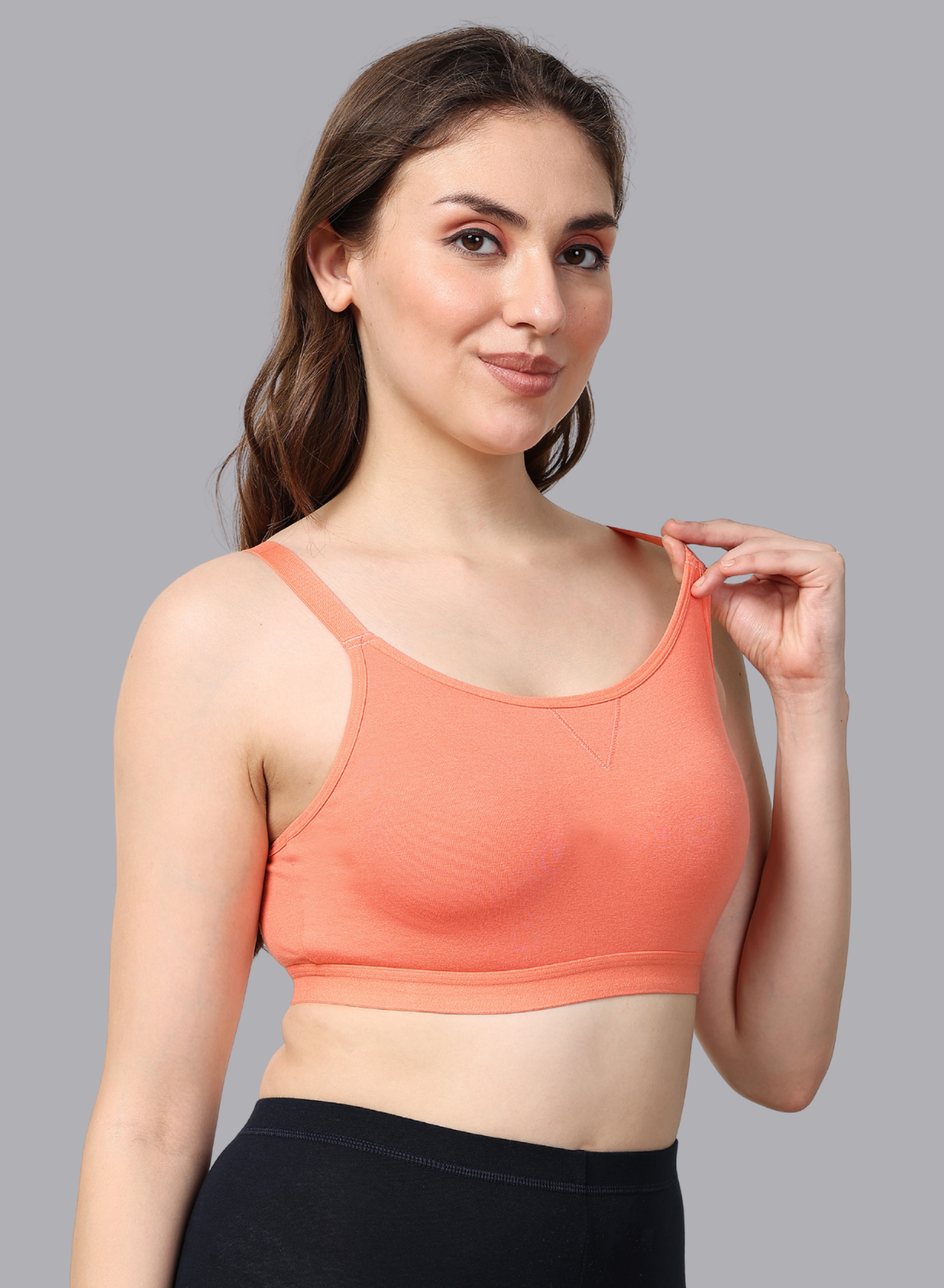 Faso Women's Cotton Sports Bra With Strap