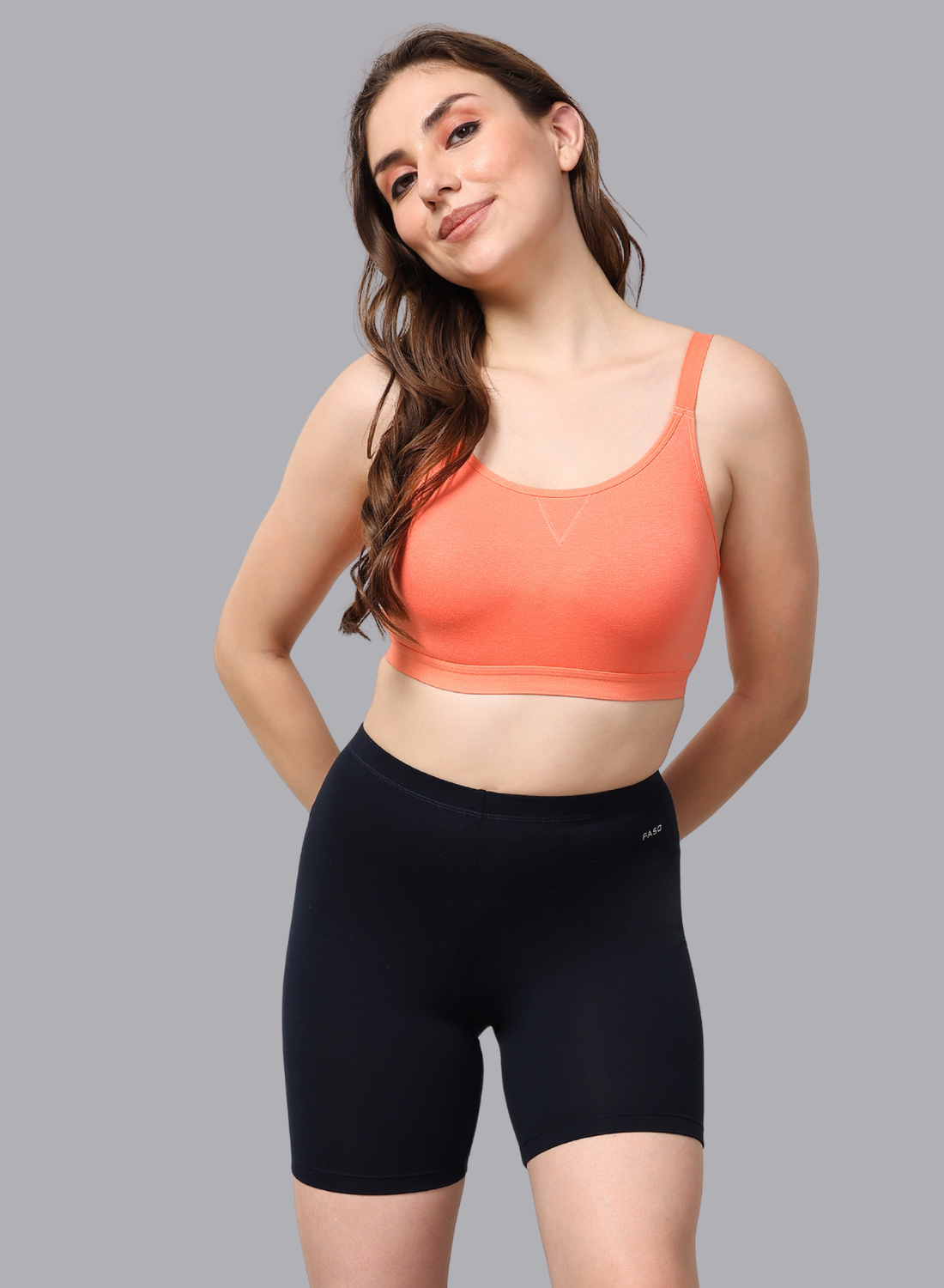 Faso Women's Cotton Sports Bra With Strap