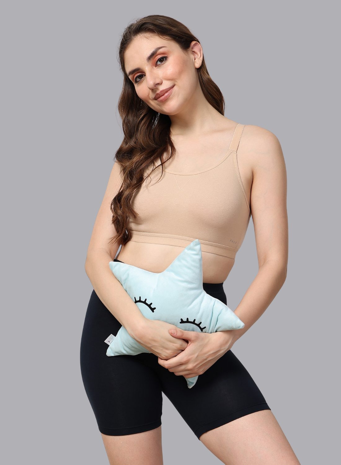 Faso Women's Cotton Sports Bra With Strap