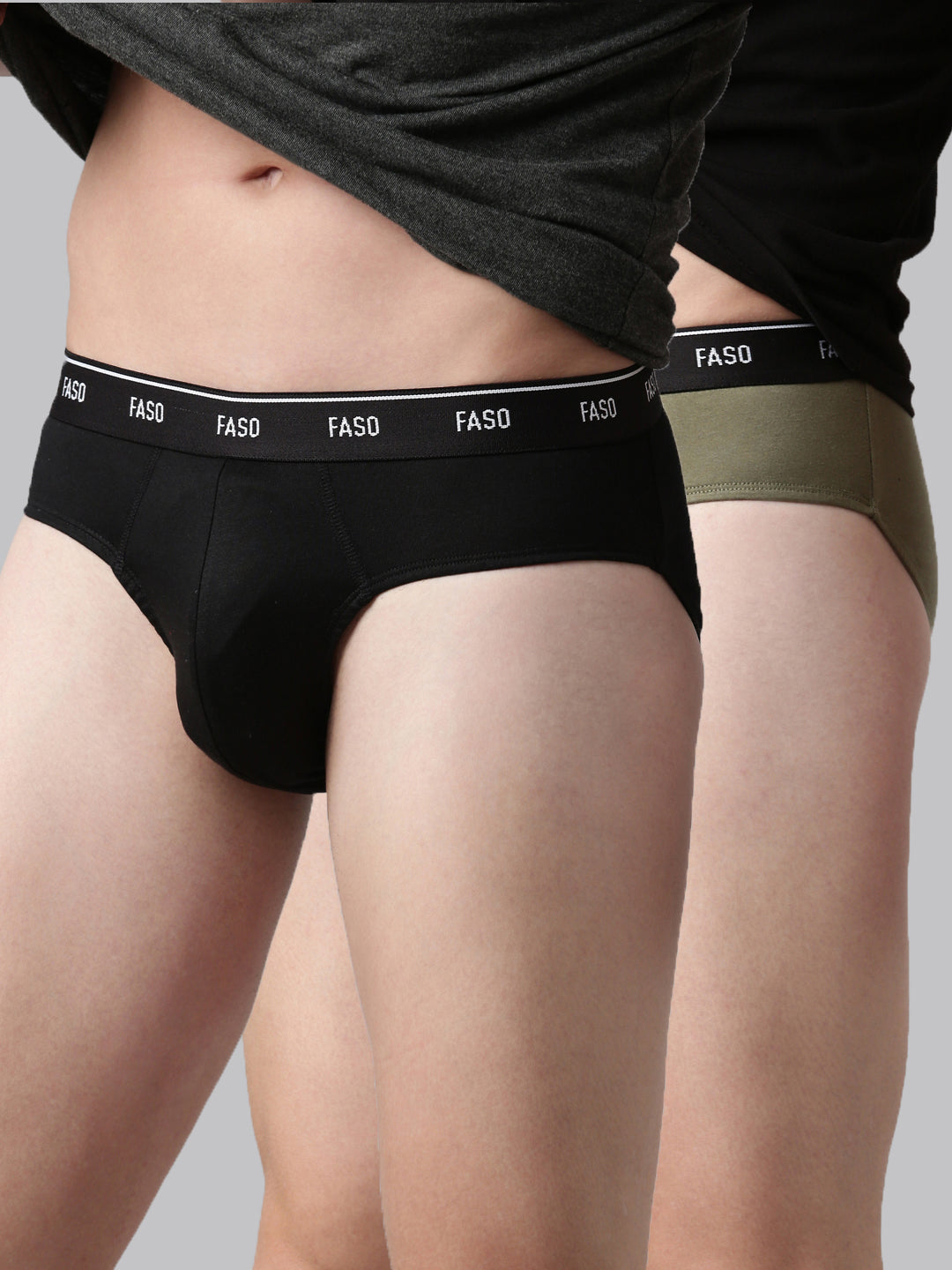 Faso Men's Cotton Outer Elastic Brief (Pack of 2)