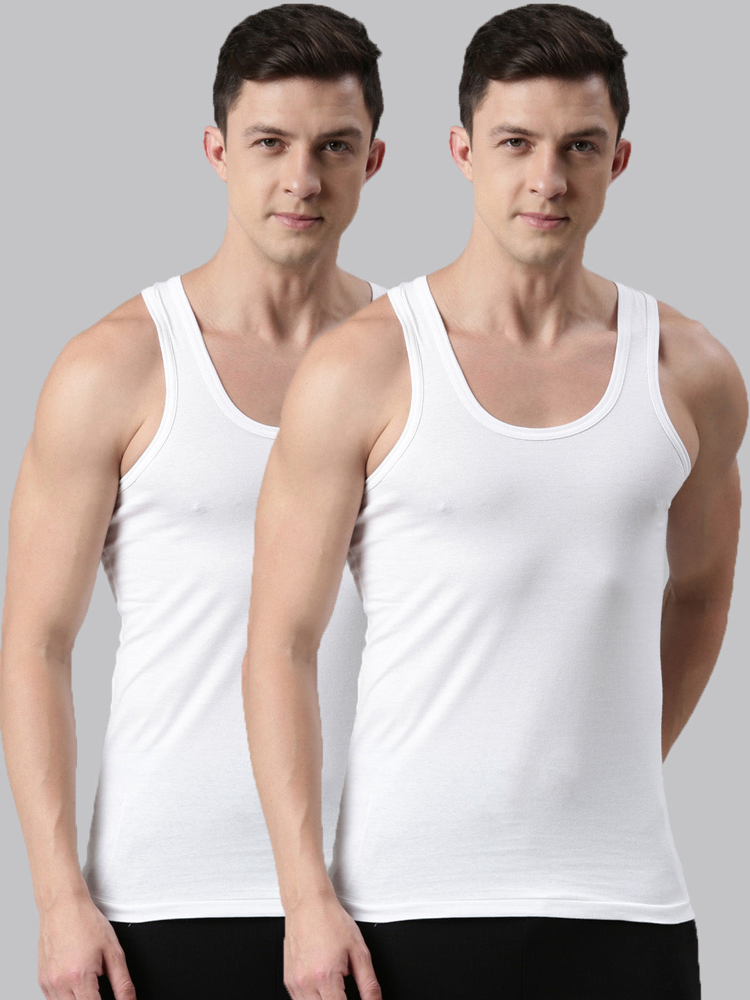 Faso Men's White Cotton Comfort Vest (Pack of 2)