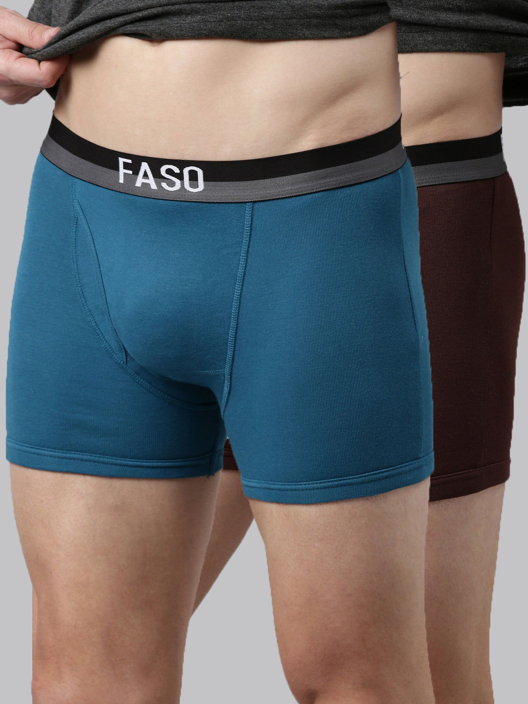 Faso Men's Cotton Outer Elastic Trunk (Pack of 2)