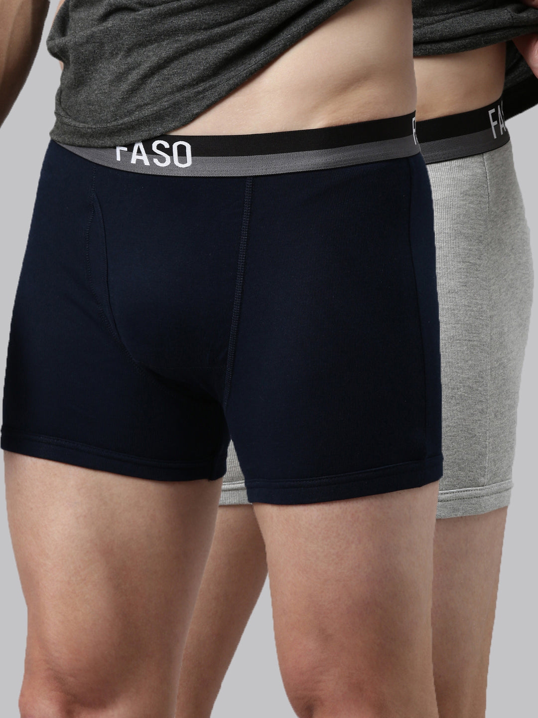 Faso Men's Cotton Outer Elastic Trunk (Pack of 2)