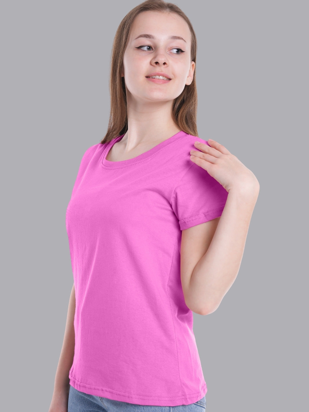 FASO Women’s Cotton Pink& Red Round Neck T-shirt (Pack of 2)