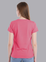 FASO Women’s Cotton Pink& Red Round Neck T-shirt (Pack of 2)