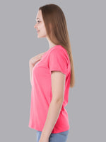 FASO Women’s Cotton Pink& Red Round Neck T-shirt (Pack of 2)