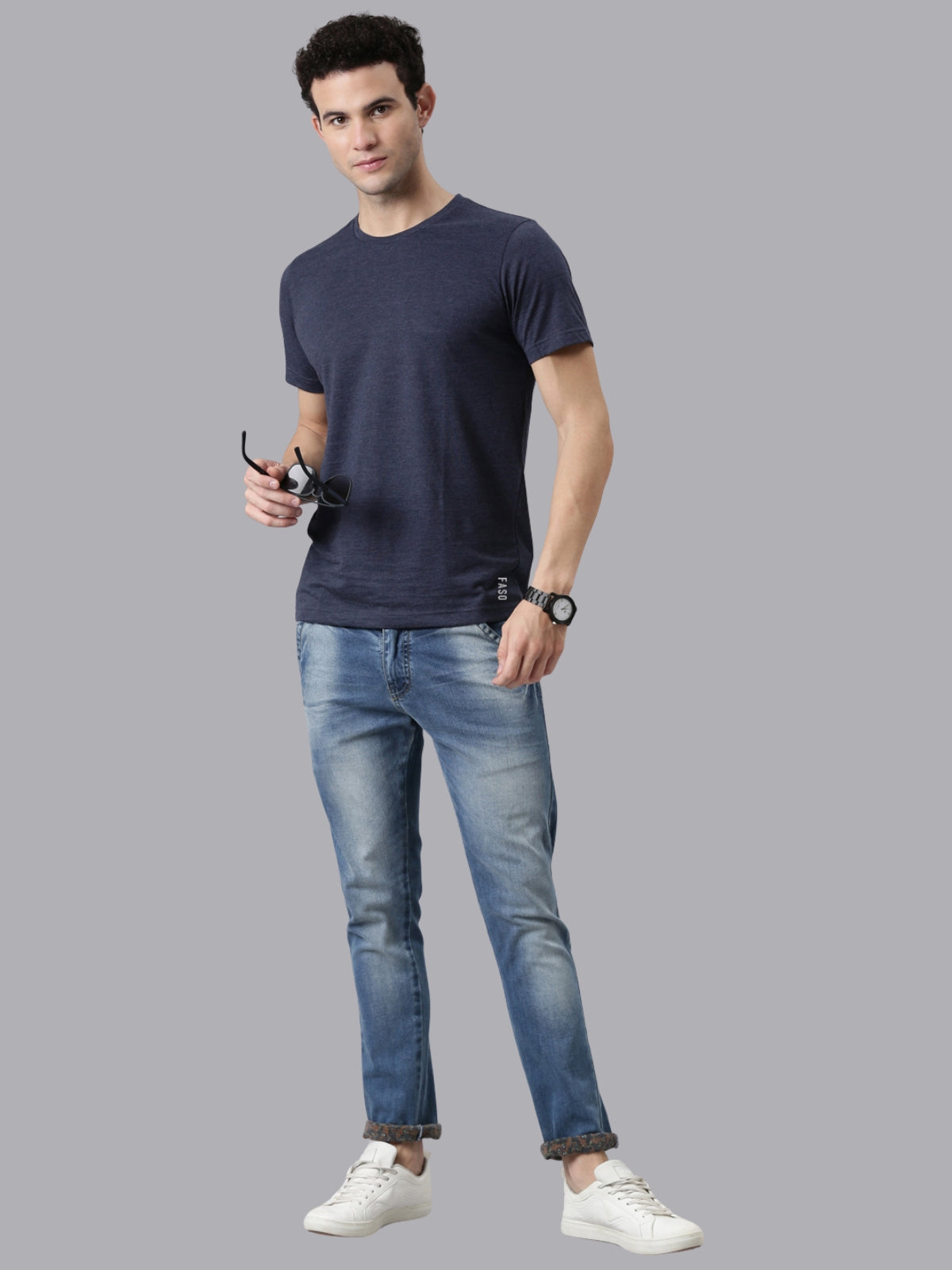 FASO Men’s Cotton Crew Neck Casual T-Shirt