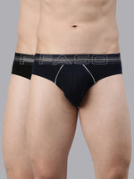 Faso Men's Cotton Contrast Rib Piping Brief (Pack of 2)