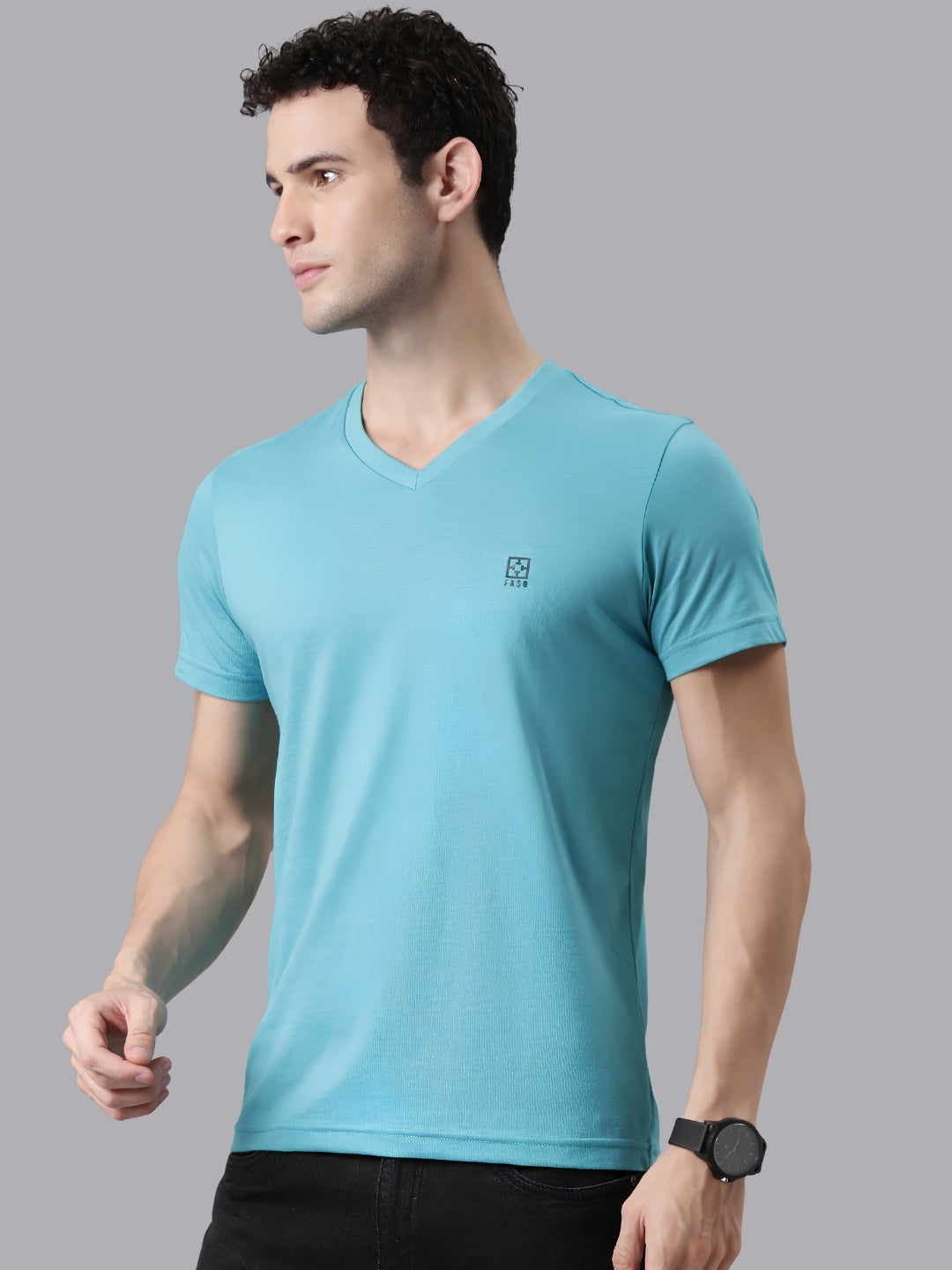 FASO Men’s Soft Cotton V-Neck T-Shirt