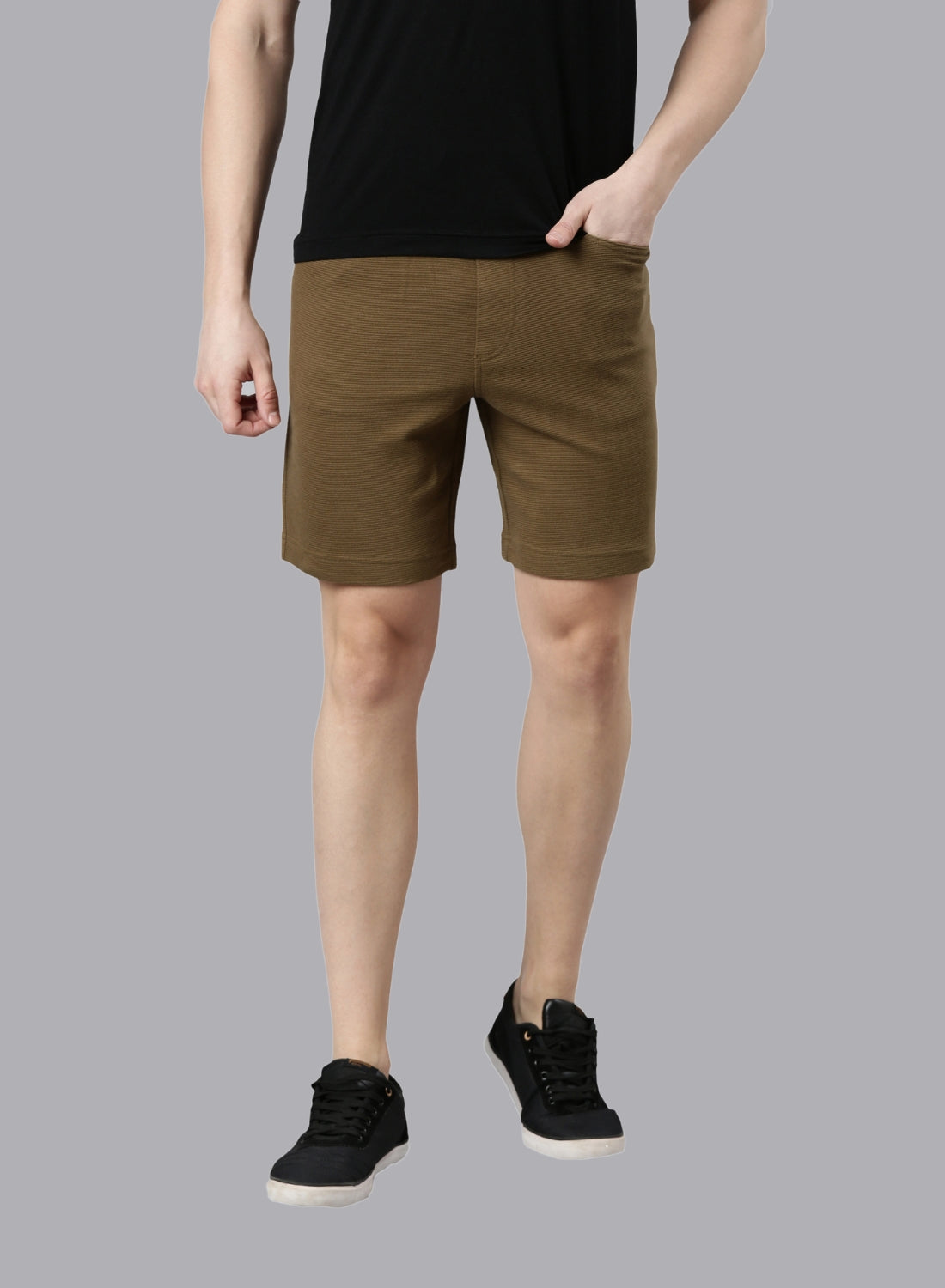 FASO Men’s Cotton Track Shorts with Denim Pocket
