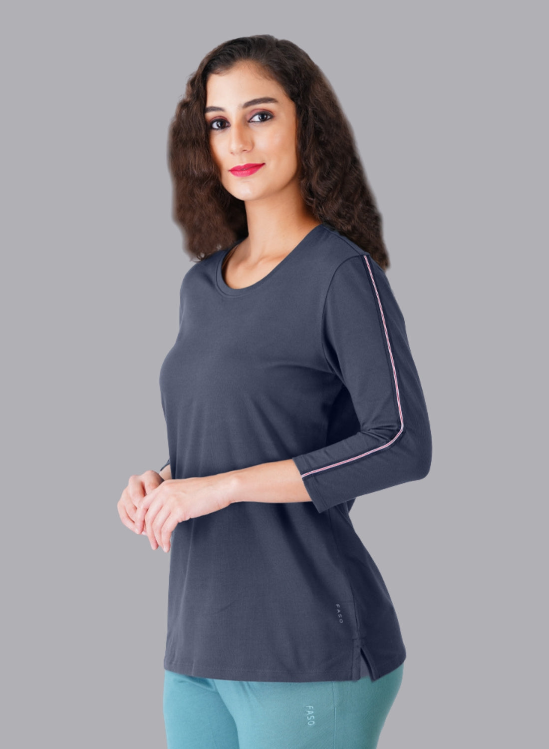 Faso Women's Cotton 3/4 Sleeve T-Shirt