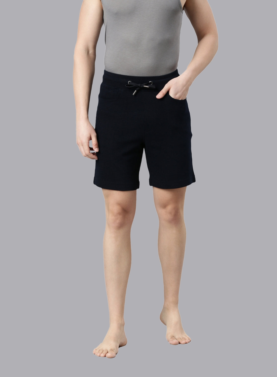 FASO Men’s Cotton Track Shorts with Denim Pocket