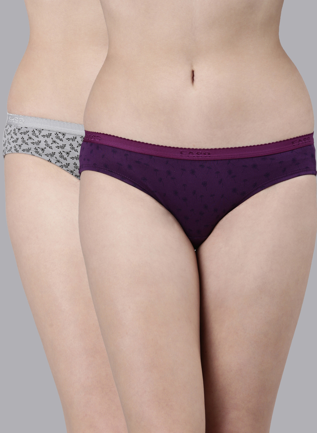 Faso Women's Cotton Outer Elastic Bikini (Pack of 2)